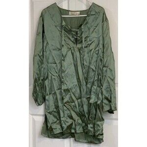 Vintage Victoria Secret Gold Label 100% Silk Nightgown Shirt Womans M Green